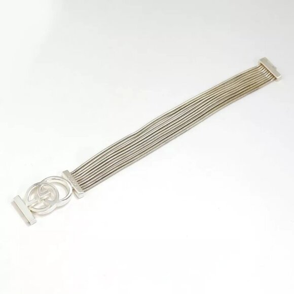 GUCCI Multi Strand G Logos Bracelet 7.5" Silver 925 Auth w/Box #783-32 - Picture 6 of 16